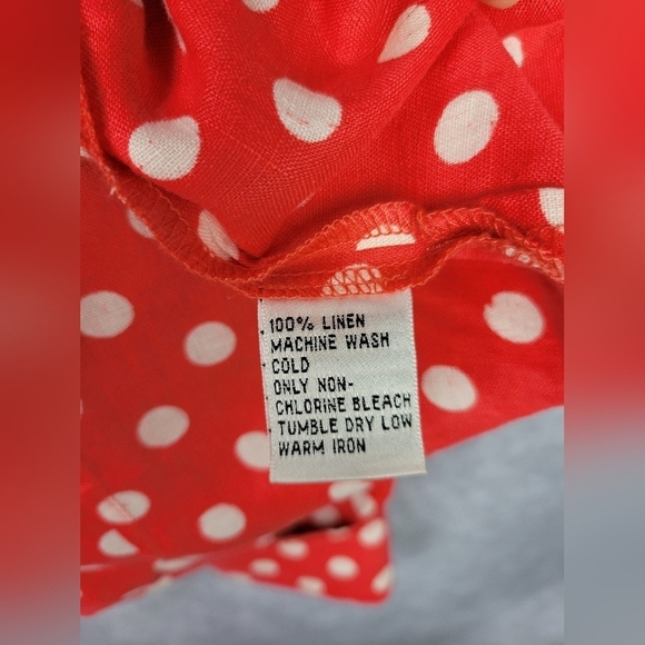 Talbots Retro Red and White Polka Dot Linen Button Down Blouse Linen Blazer 12 - Picture 8 of 8